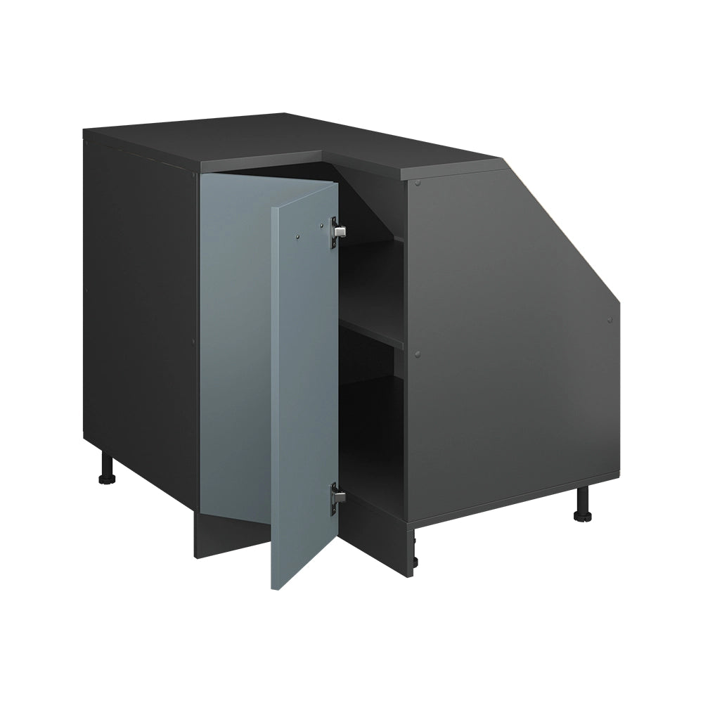 Mobile cucina angolare per sottotetto R-Line Grigio-blu/Antracite 75.6 cm con 1 porta, carcassa dell’armadio profondità 60 cm Vicco