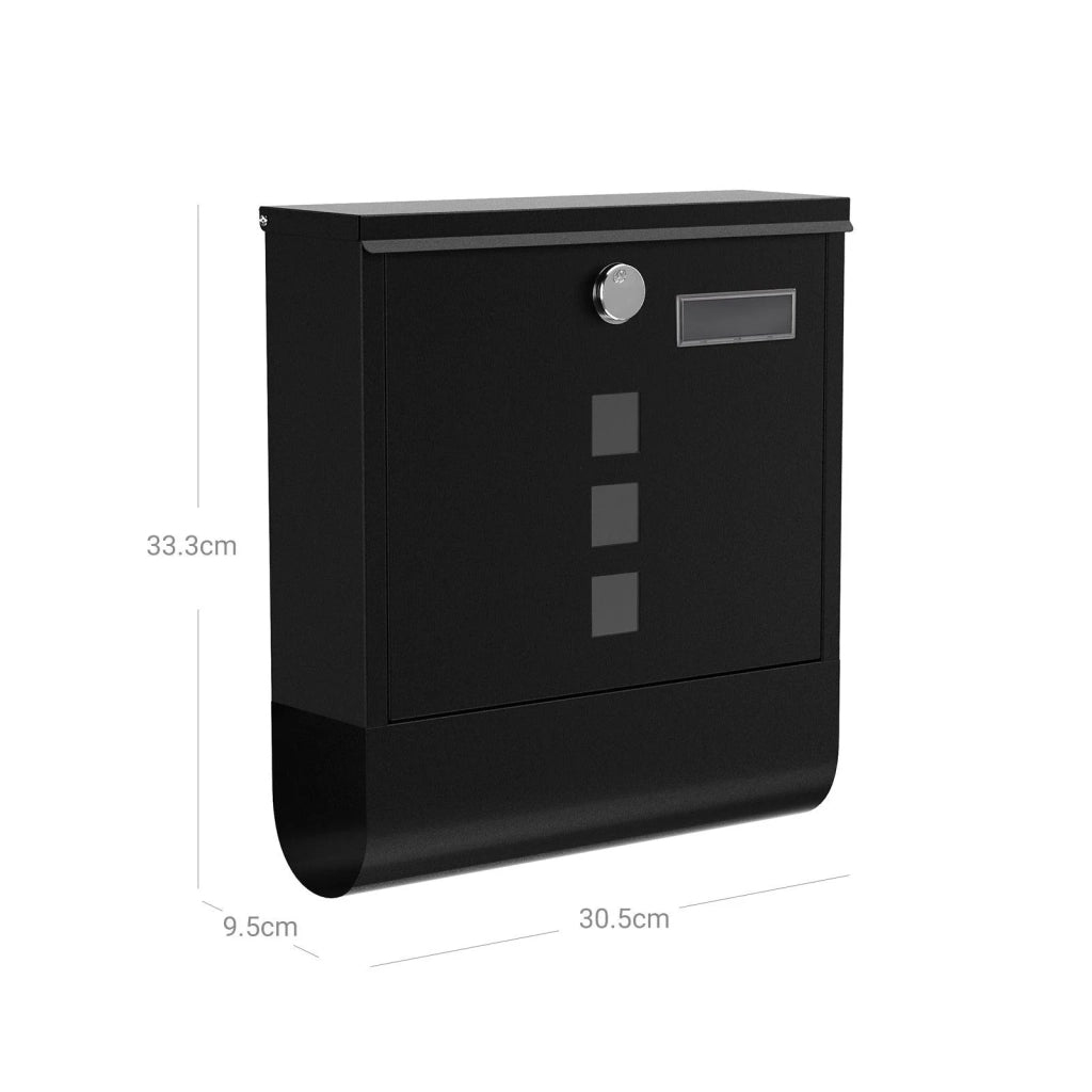Cassetta postale da muro con serratura con coperchio finestrelle porta nome porta giornali facile da installare nero 12_0001641