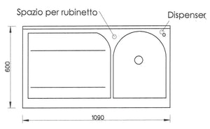 Lavatoio e Coprilavatrice 109x60x89cm Asse in Termoplastico Montegrappa Marella Bianco Destro