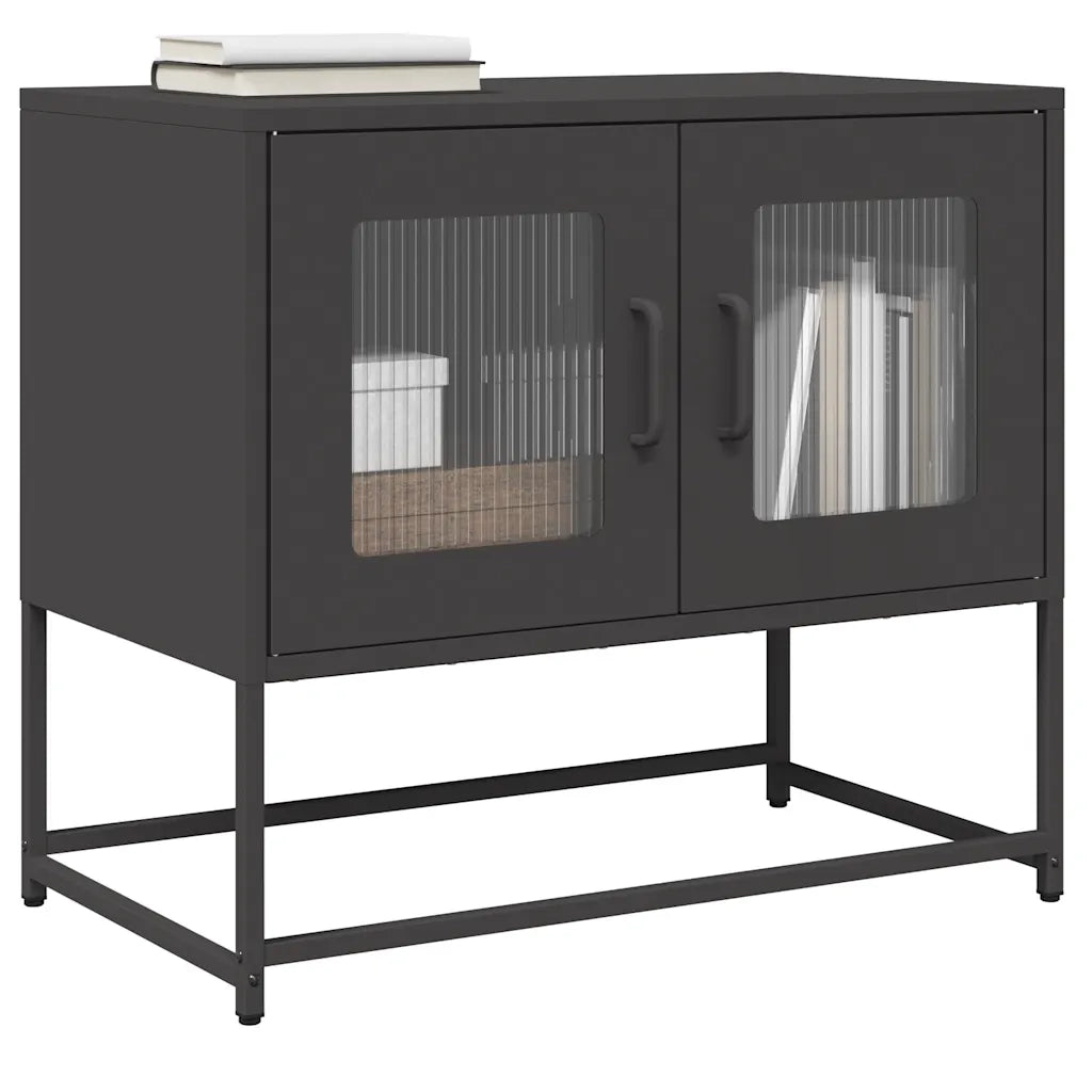 Mobile TV-Credenza per TV-Console TV Nero 68x39x60,5 cm in Acciaio Laminato a Freddo