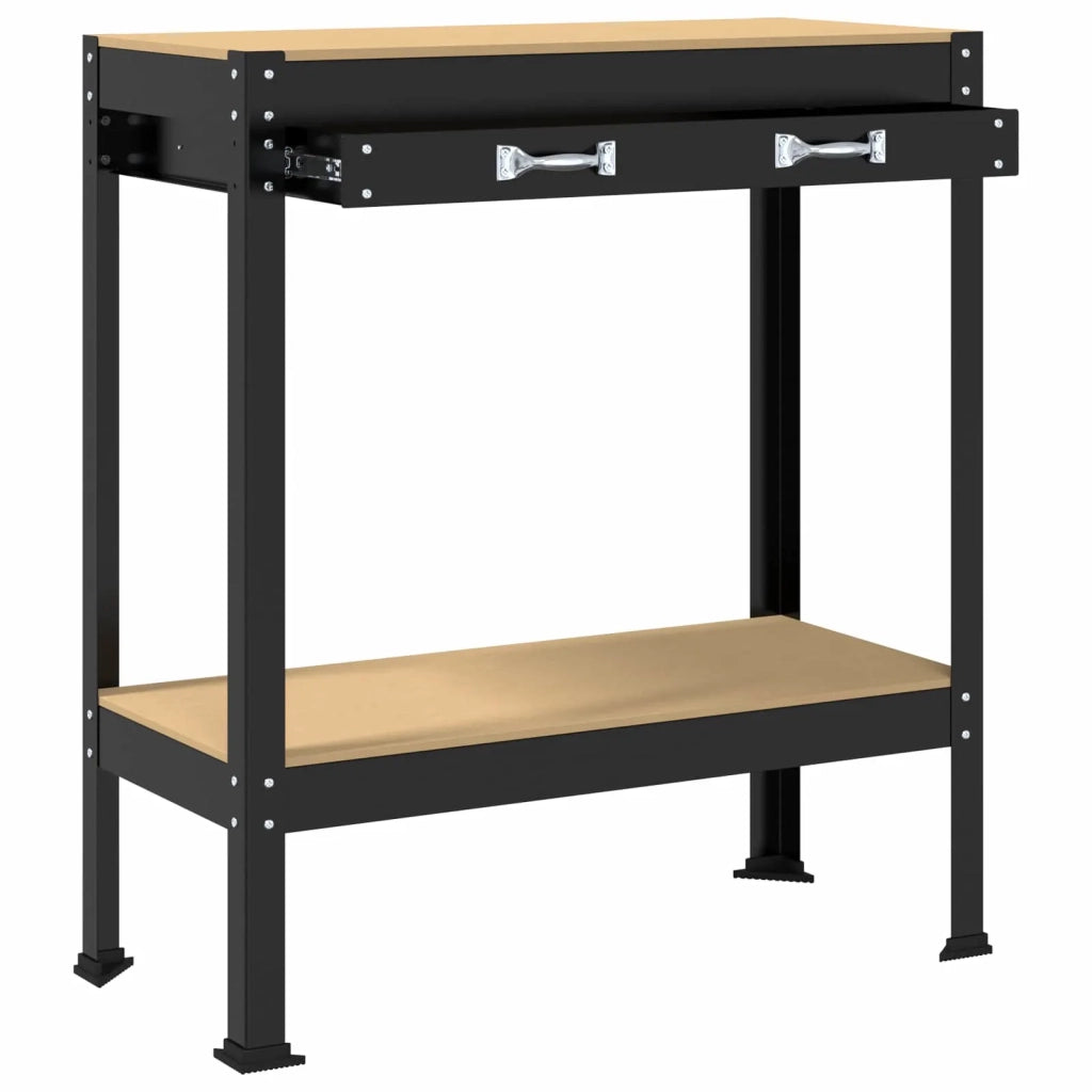Banco da lavoro con cassetto Nero 80 x 40 x 91 cm