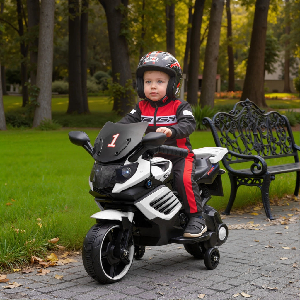 Auto elettrica per bambini 6V ¨C zephmum ¨C bianco con luci e suoni