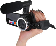 30 Pollici Camcorder LCD con Stabilizzatore Anti Rollio - Full HD Videocamera per Vlog con Microfono Esterno (Nero)
