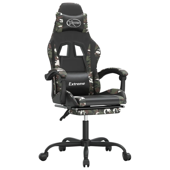 Sedia da Gaming con Poggiapiedi Nero e Mimetico in Similpelle 3143889