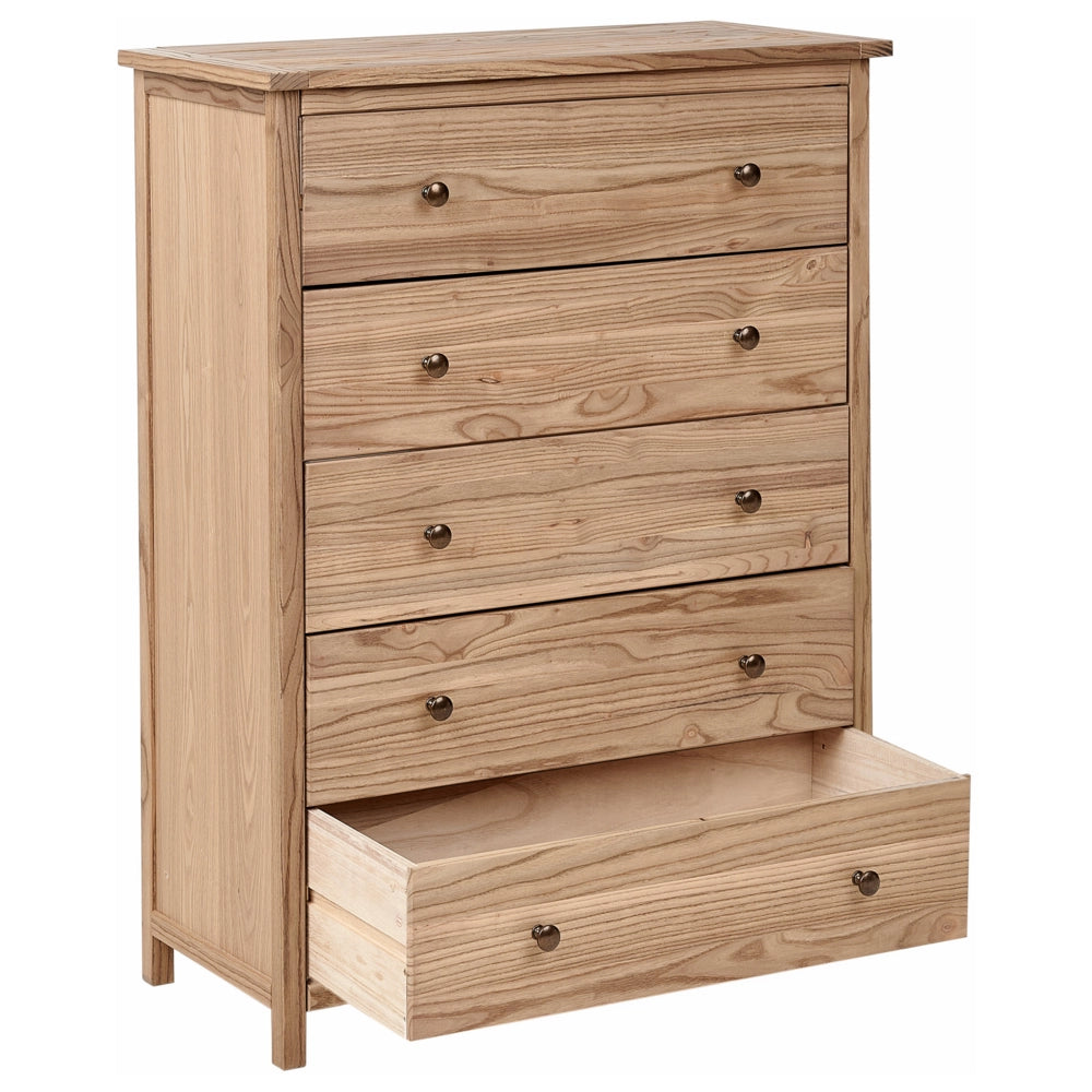 Credenza in legno con cassettiera 5 cassetti legno chiaro stile rustico