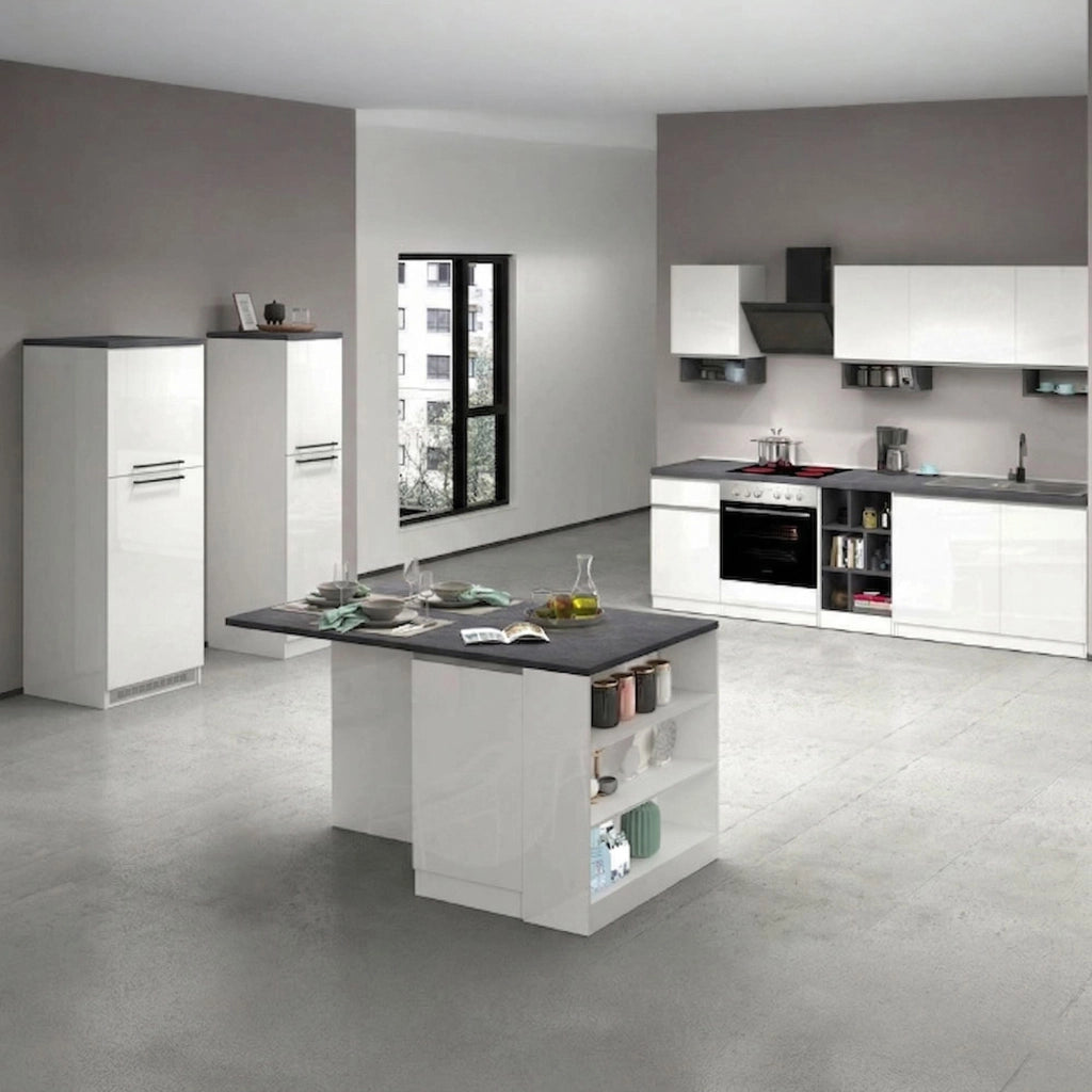Cucinino Balme, Cucina Modulabile, Elettrodomestici non inclusi, Made in Italy, Bianco Lucido