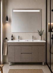 Mobile bagno con lavabo ORIGENBATH ISQUIA senza specchio 120x45 cm doppio lavabo rovere smoky