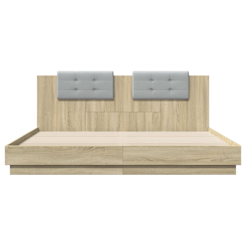 Giroletto con Testiera e LED-Struttura Letto con testiera Rovere Sonoma 180x200 cm 858379
