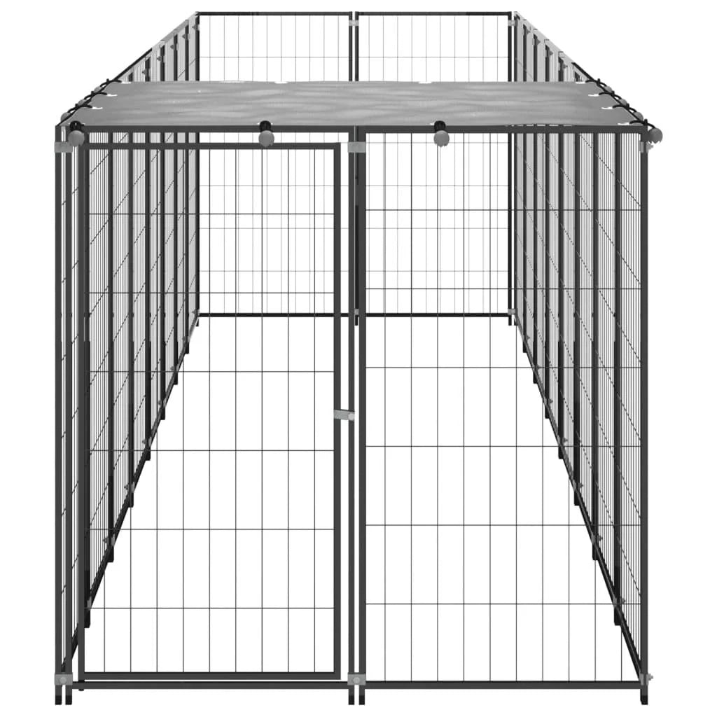 Recinto per animali da esterno per cani 4,84 m² acciaio nero 02_0000532