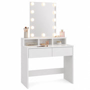Consolle Trucco con Specchio Led 80x40 cm 2 Cassetti Luce Regolabile usb Bianca