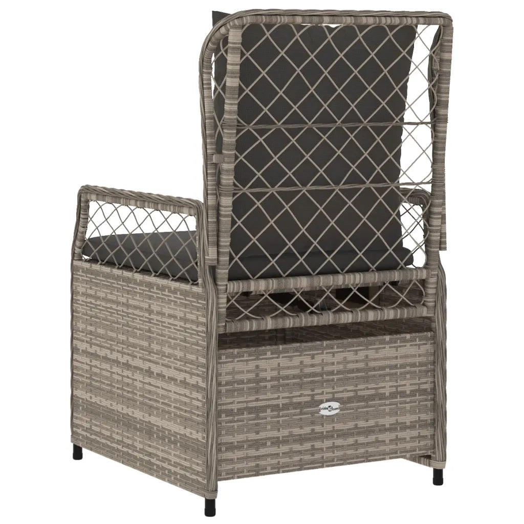 Sedie da Giardino Reclinabili 2 pz Grigio Chiaro Polyrattan 368666