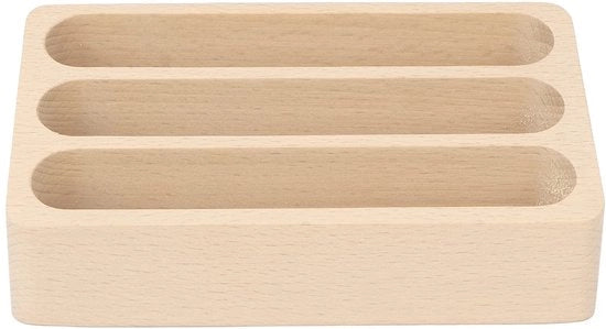 Organizzatore per Carte 3 Compartimenti - Sostegno per Carte in Legno - Presentazione Stabile - Dispensatore di Carte Elegante - Soluzione Pratica per la Scrivania