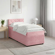 Letto box spring con materasso Rosa 90 x 190 cm Velluto 3451594