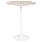 Tavolino da giardino Bistro Marrone chiaro e bianco Piano rotondo 80 x 80 cm Base metallica Rustico moderno