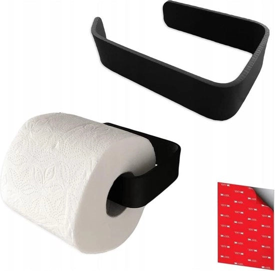 Sostegno per carta igienica 145 cm autofissante nero - contenitore per il bagno WC - supporto per carta igienica - in acciaio inossidabile.