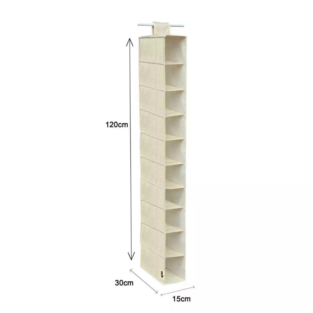 Trade Shop - Organizer Armadio Portatutto Pensile Scarpe Borse 10 Ripiani 15x30x120 Cm 69705 -