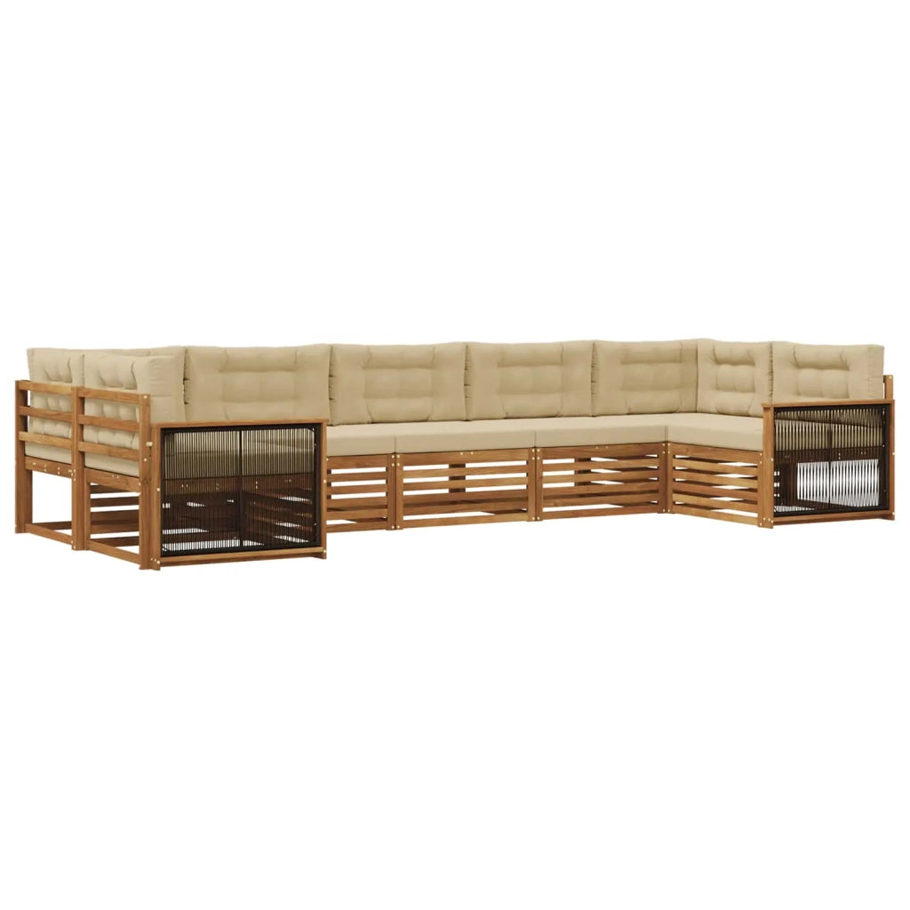 Set di divani da esterno 7 pz Naturale e Beige 3383806