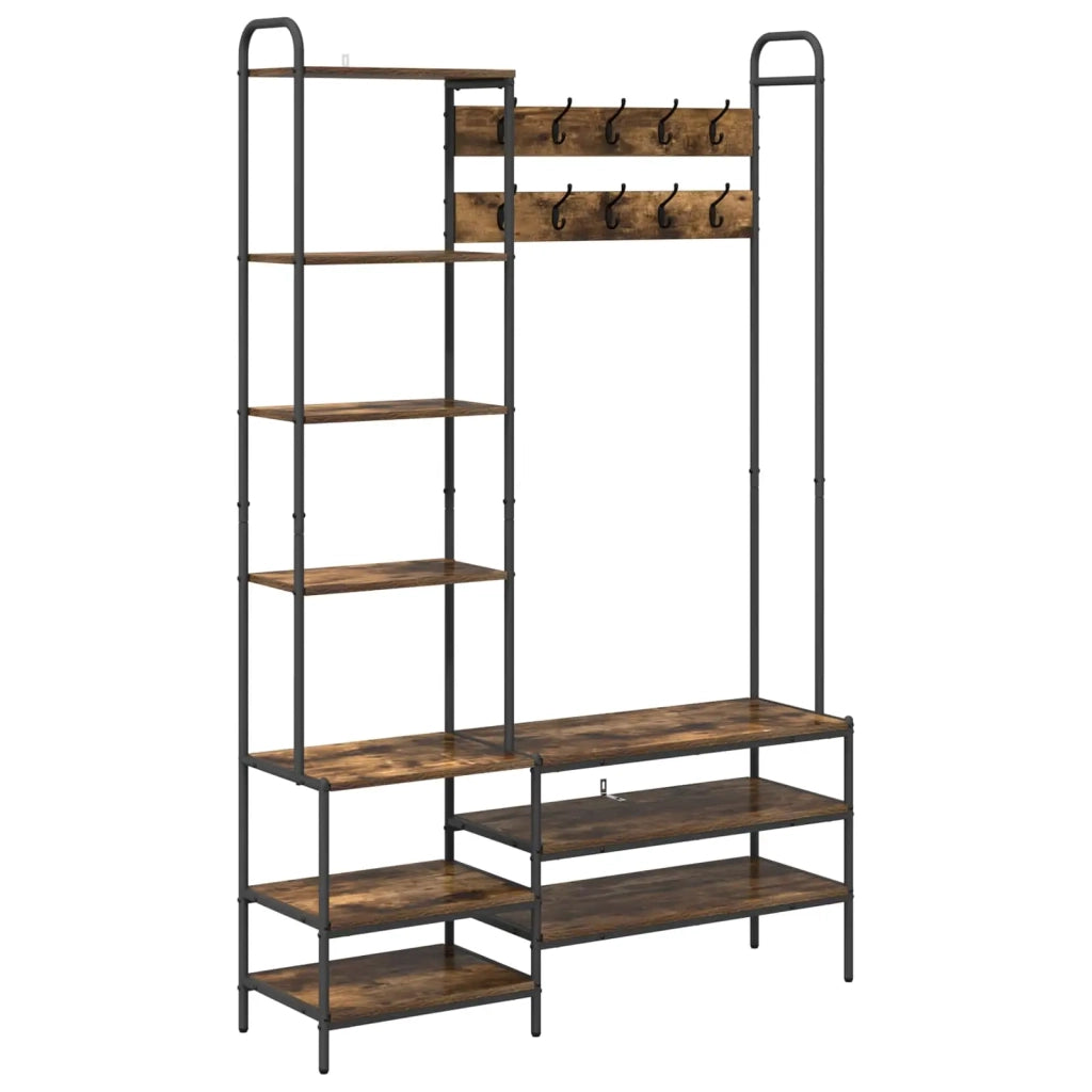 Appendiabiti con panca per scarpe Rovere Fumo 8012040
