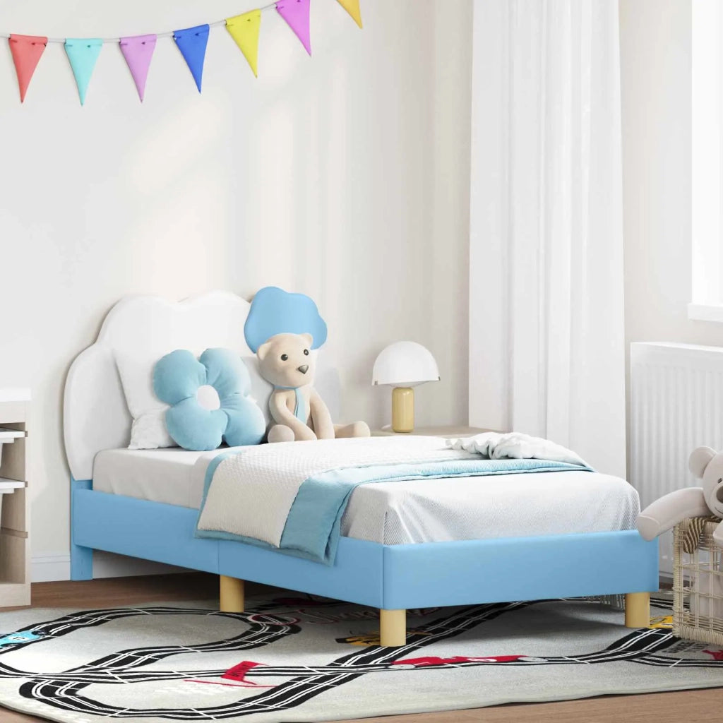 Struttura letto bambini con testata Blu 80 x 160 cm PU