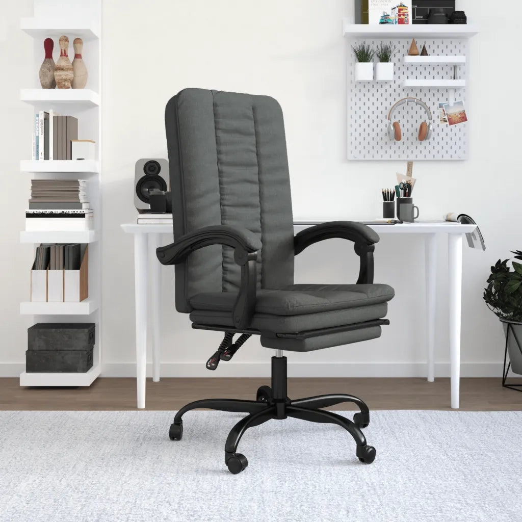 Sedia da Ufficio Reclinabile Grigio Scuro in Tessuto 349716