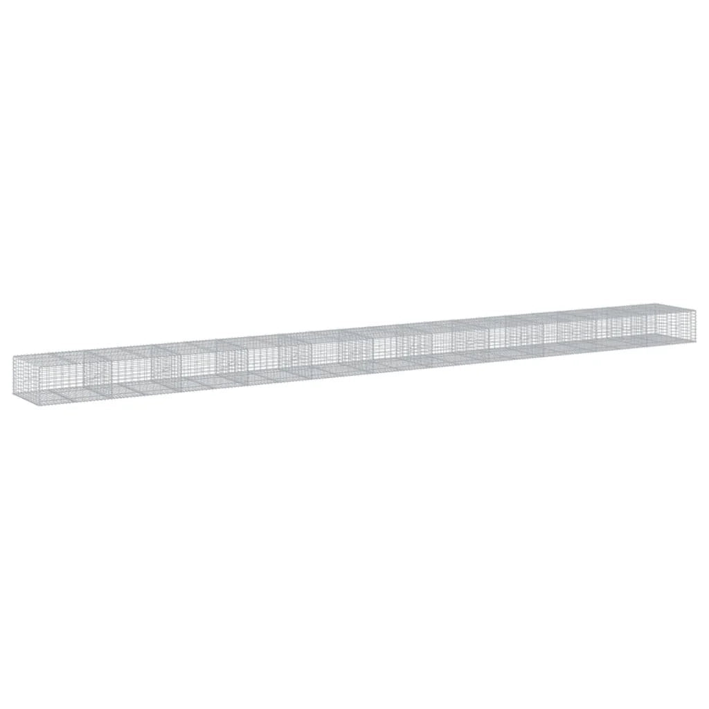 Gabbione recinto a gabbia muro di contenimento con coperchio 1100 x 100 x 50 cm ferro zincato argento 02_0040124