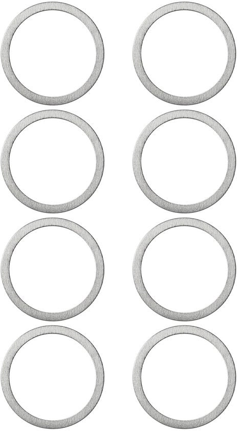 Spaziatore differenziale in acciaio - 8 pezzi - Diametro esterno 16mm - Diametro interno 13mm - Spessore 0,2mm - Compatibile con Arma 6s BLX
