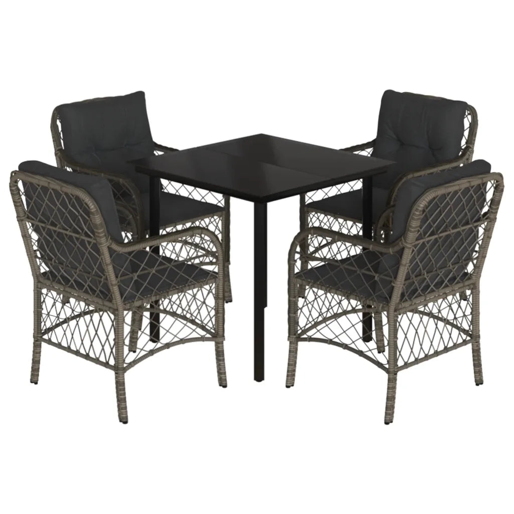 Set da Pranzo da Giardino 5 pz con Cuscini in Polyrattan Grigio 3212132