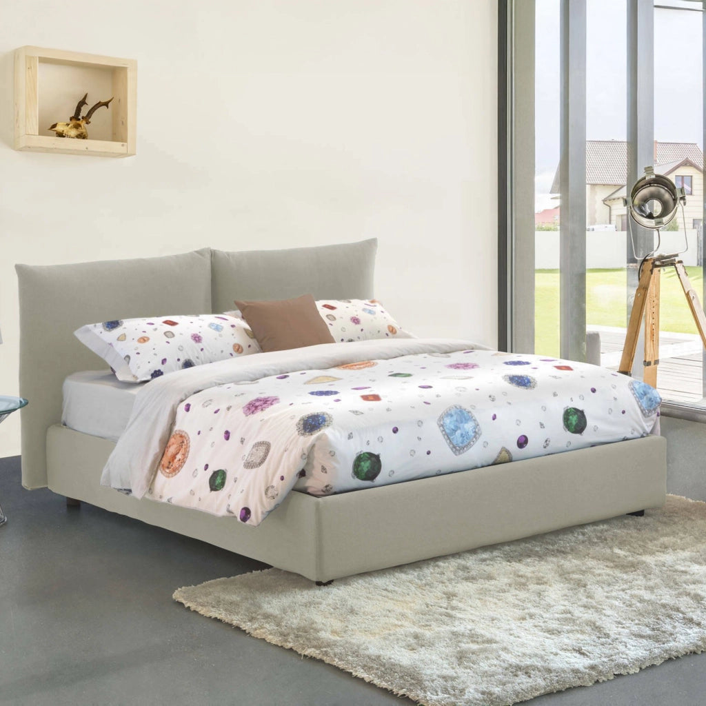 Letto Matrimoniale Arcole, Letto Matrimoniale Materasso Incluso Made in Italy, Beige