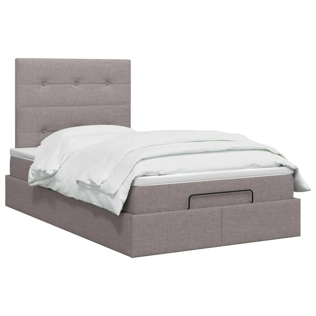Letto Ottomano con Materasso e LED Tortora 120 x 200 cm Tessuto 3458066