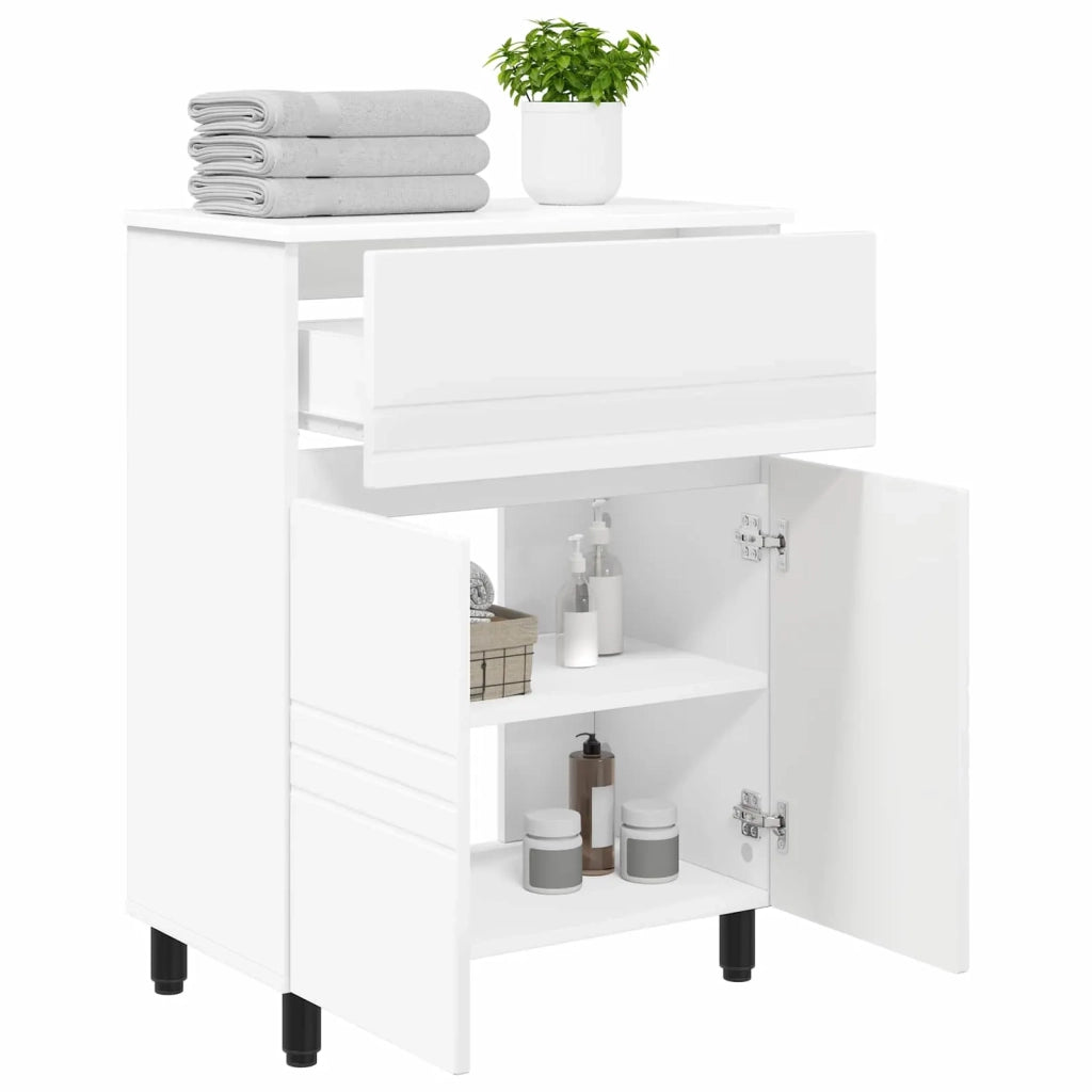 Mobiletto da bagno Bianco 60 x 35 x 80 cm Legno ingegnerizzato