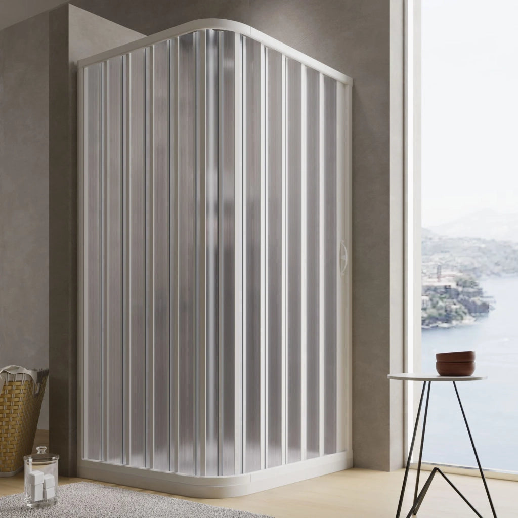 Box doccia a soffietto in PVC 100x100 cm H 185 mod. Aster con apertura laterale