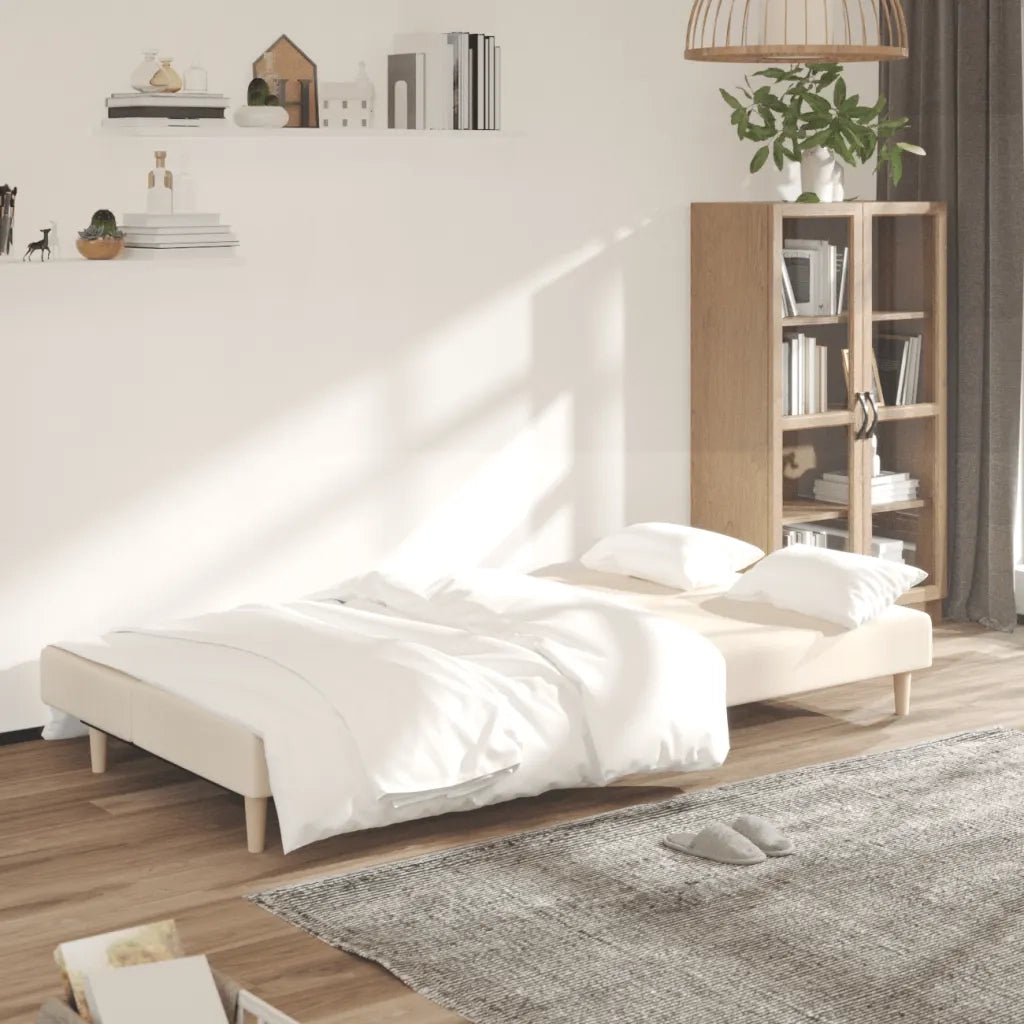 Divano letto | Sof¨¤ letto | Letto singolo a 2 Posti Crema in Tessuto