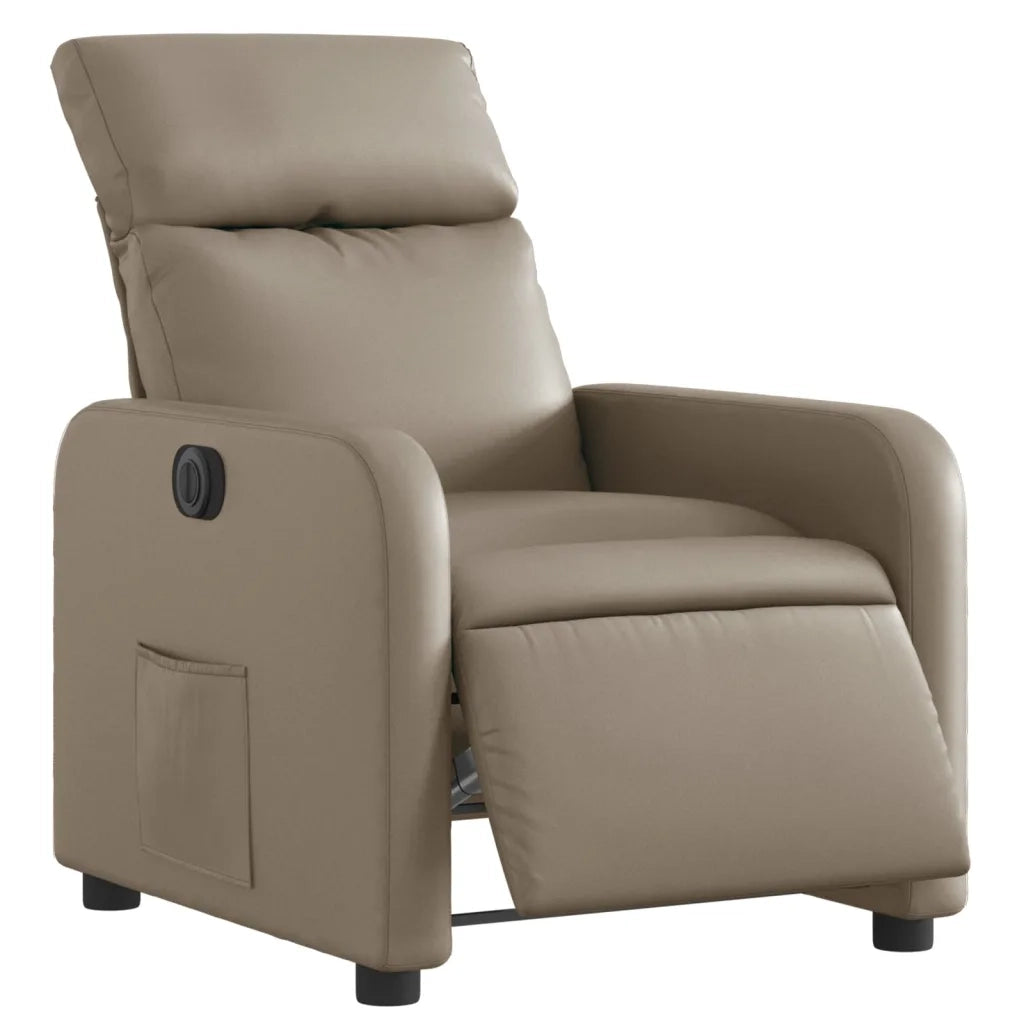 Poltrona | Sedia Relax Reclinabile Elettrica Cappuccino in Similpelle