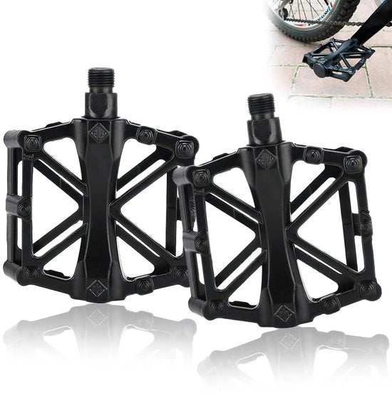 Pedali per bicicletta 9/16 pollici - Pedali in alluminio leggero - Antiscivolo - Piattaforma ampia 85x115 mm - Resistente allo shock - Cuscinetti a sfera morbidi - Accessori per bicicletta