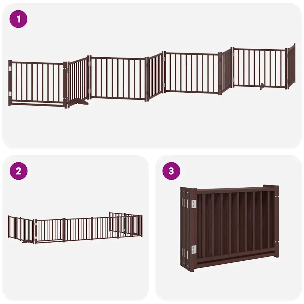vidaXL Cancello Cani Porta Pieghevole Marrone 8 Pannelli 640cm Pioppo