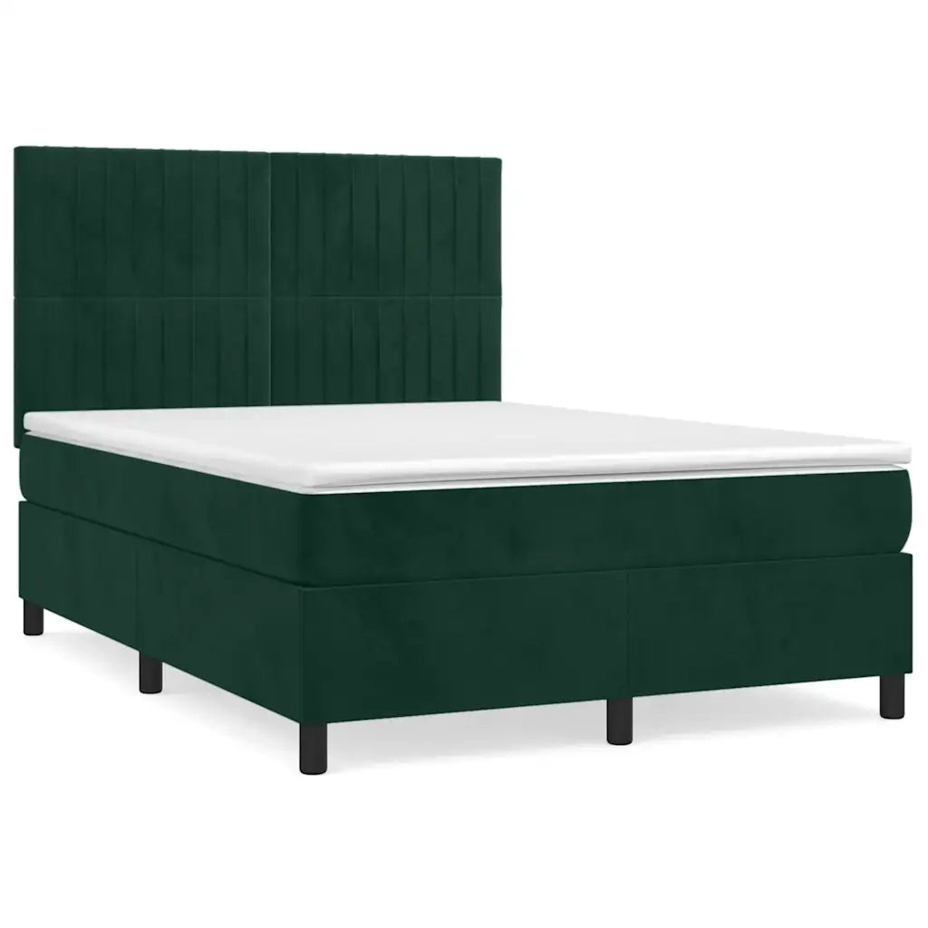 Giroletto a Molle con Materasso Verde Scuro 140x190 cm Vellutocod mxl 75839