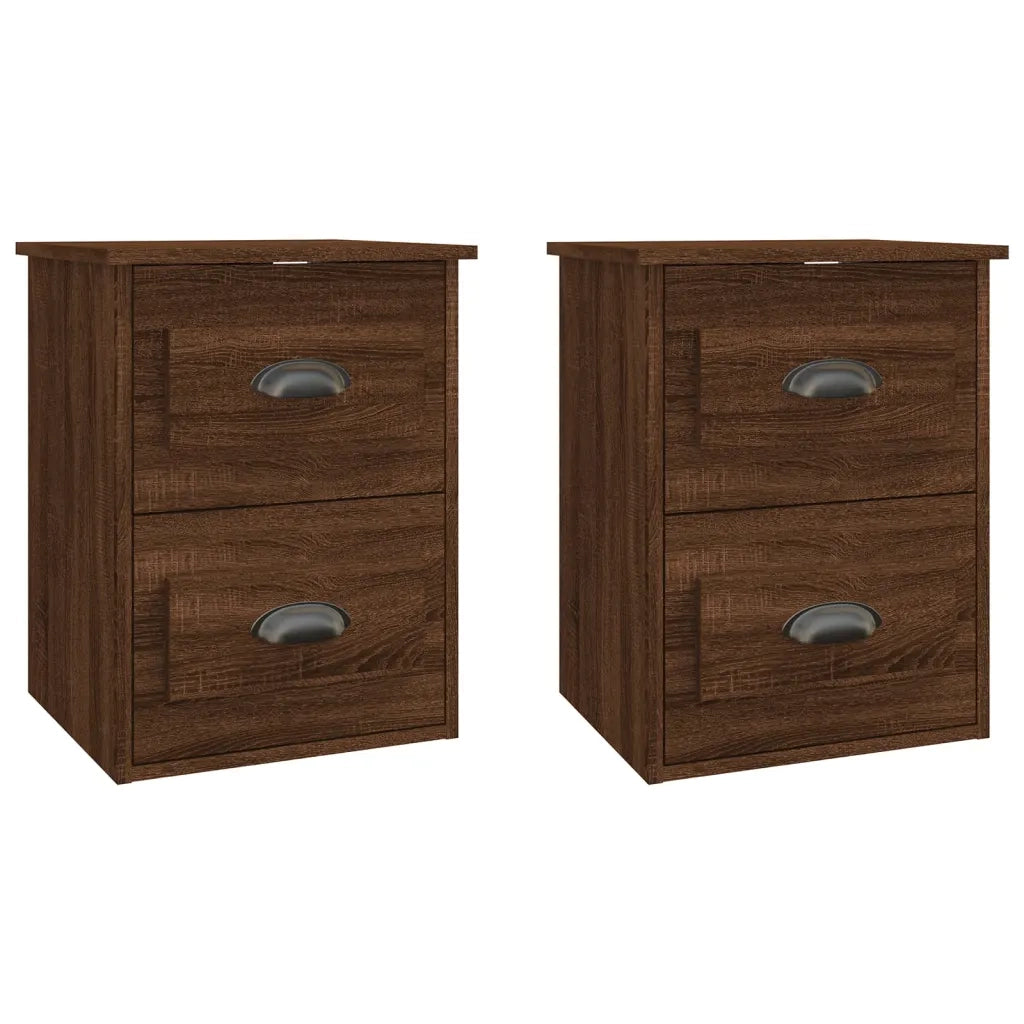 Comodini a Parete 2 pz-Set di 2 Tavolino da notte Rovere Marrone 41,5x36x53 cm