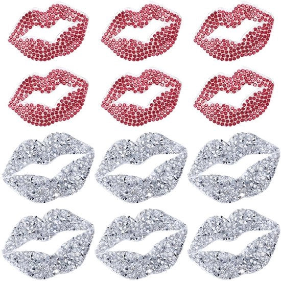 12 pezzi di adesivi per labbra in strass - decorazioni per abbigliamento e accessori