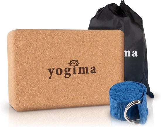 Yogablok Kurk Incluso Yogariem 183 cm per Esercizi di Stretto - Blocco di Gomma Antiscivolo Naturale - Yoga Pilates Fitness - Donna Uomo