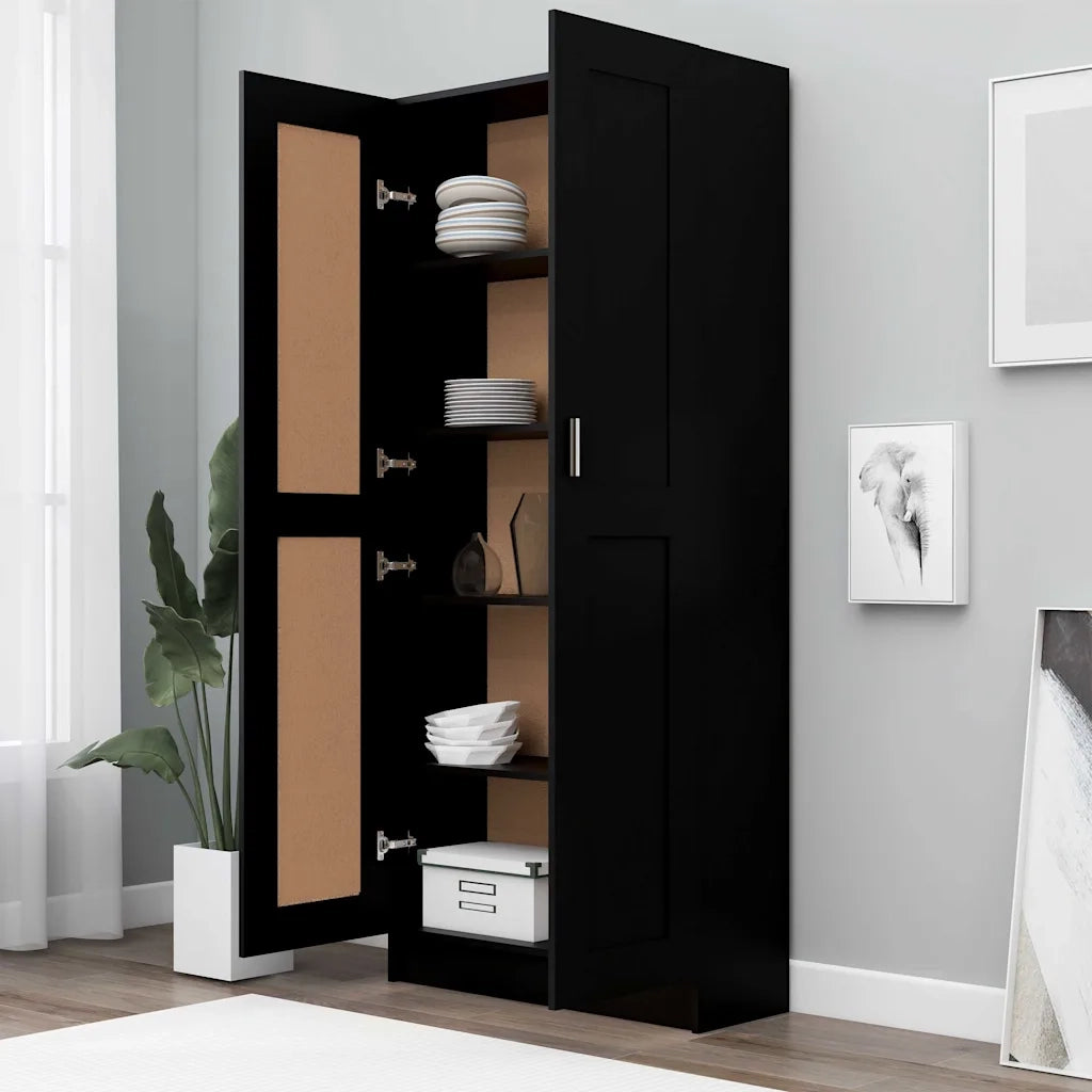 Libreria Nera 82,5x30,5x185,5 cm in Legno Multistrato 802733