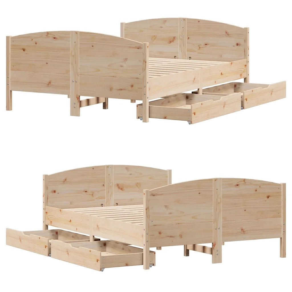 Letto senza Materasso 135x190 cm in Legno Massello di Pino 3301797