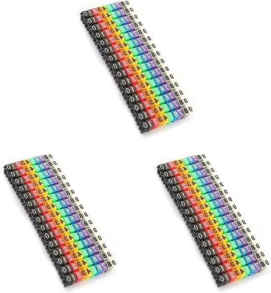 Etichette per cavi con clip codificate - Codice cavo 0-9 - Identificazione di cavi in plastica.