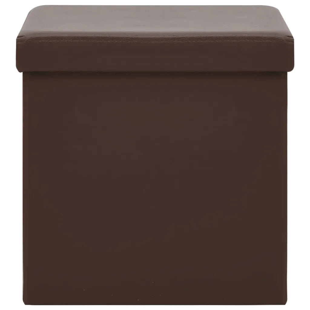 Sgabelli con Contenitore Pieghevoli 2 pz Marroni in PVC 338787