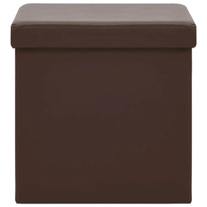 Sgabelli con Contenitore Pieghevoli 2 pz Marroni in PVC 338787