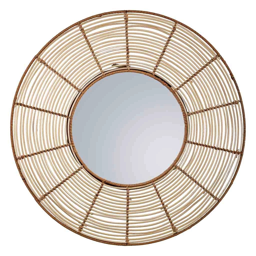 Specchio rotondo in rattan marrone 61x61x03h