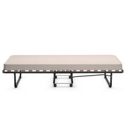 Letto brandina con materasso in memory foam struttura resistente 4 ruote girevoli-Lettino pieghevole per casa Beige