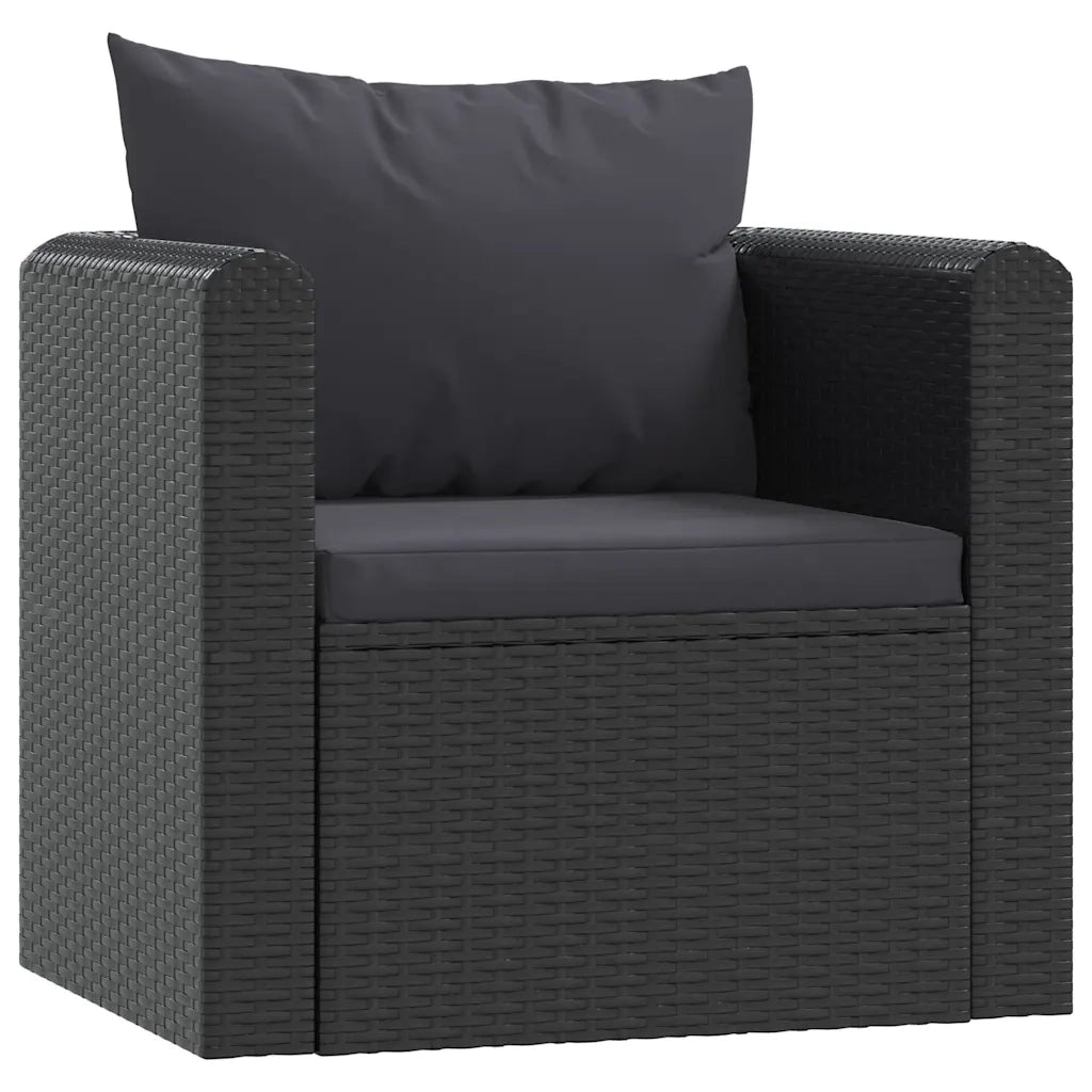 Set Divani da Giardino 7 pz con Cuscini in Polyrattan Nero 46552