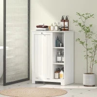Mobile Bagno Portabiancheria con Cesto Rimovibile e Ripiani Regolabili, 60x38x86 cm, Bianco