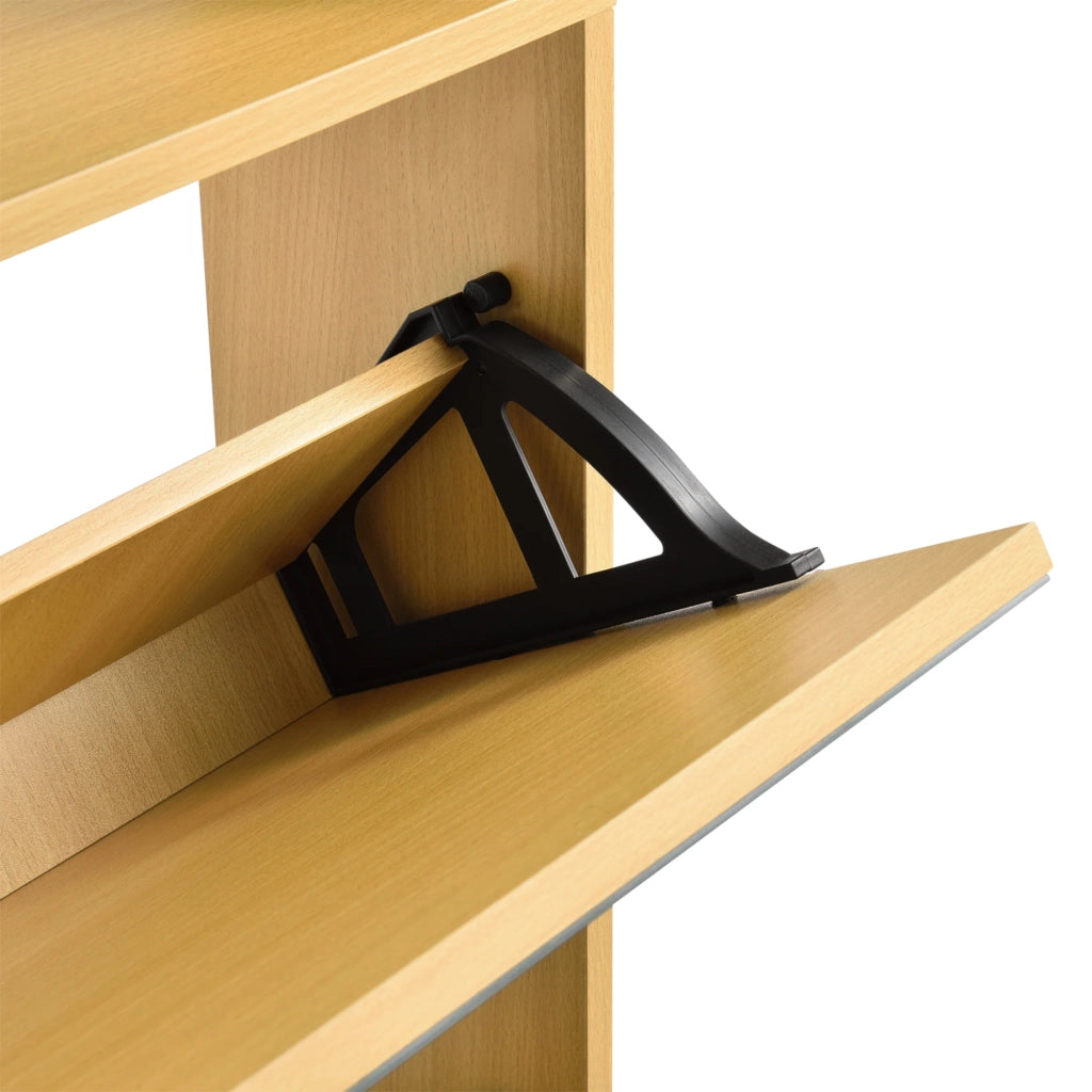 Scarpiera di design mobile contenitore con 4 scomparti capienza 12 paia di scarpe frontale a specchio pannello di particelle rivestito in melaminico 134 x 63 x 17 cm faggio 03_0005168