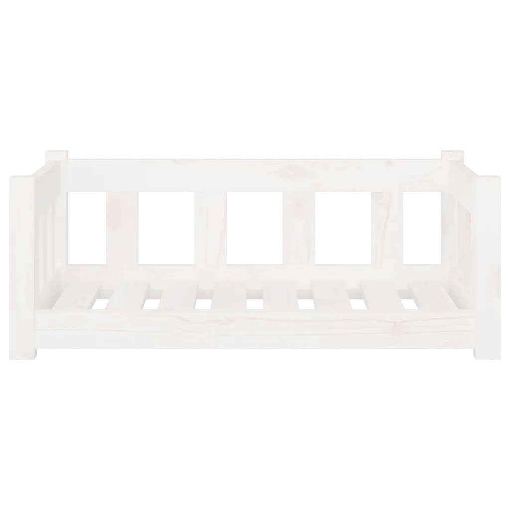 Cuccia per Cani Bianca 75,5x55,5x28cm in Legno Massello di Pino